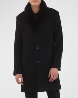 Men's Loro Piana Cashmere Short Coat with Detachable Lamb Shearling Collar