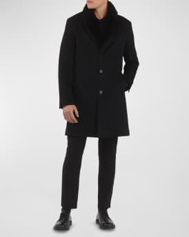 Men's Loro Piana Cashmere Short Coat with Detachable Lamb Shearling Collar