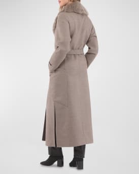 Belted Cashmere Wrap Coat with Detachable Merinillo Lamb Shearling Collar