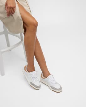 Mixed Leather Low-Top Sneakers