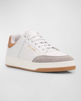 Mixed Leather Low-Top Sneakers