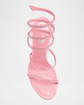 Cleo Satin Strass Snake-Wrap Sandals