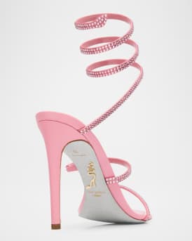 Cleo Satin Strass Snake-Wrap Sandals