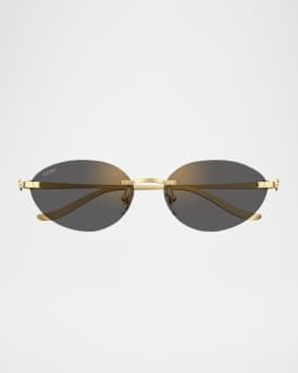 Panthère Rimless Metal Oval Sunglasses