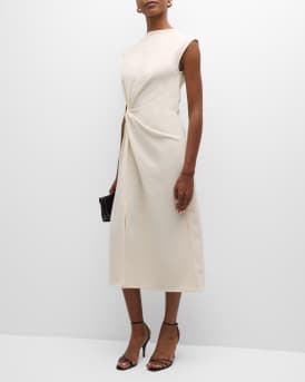 Robinella Knotted Cap-Sleeve Midi Dress