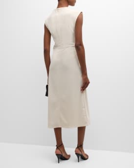 Robinella Knotted Cap-Sleeve Midi Dress