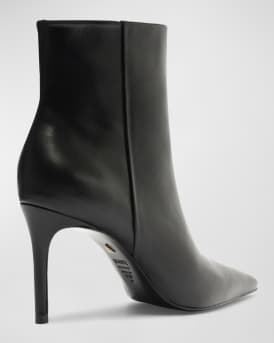 Mikki Leather Stiletto Zip Booties