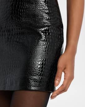 Gerard Croc-Embossed Faux Leather Mini Skirt