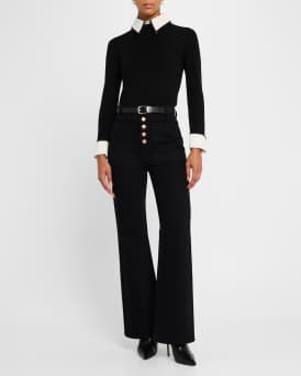 Porla Pinstripe Collared Sweater