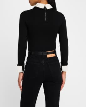 Porla Pinstripe Collared Sweater