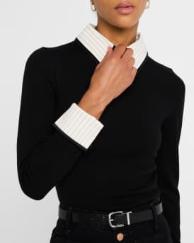 Porla Pinstripe Collared Sweater