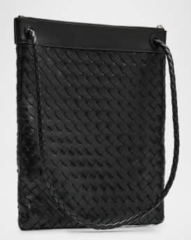 Men's Andiamo Intrecciato Leather Flat Messenger Bag
