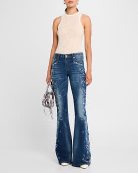 Britney Mosaic-Embellished Flare Jeans