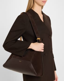 Medium Diamond Suede & Leather Hobo Bag