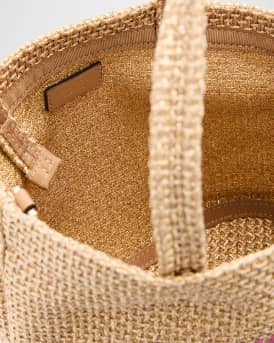 Mini Metallic Raffia Beach Tote Bag