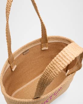 Miami Logo Raffia Beach Tote Bag