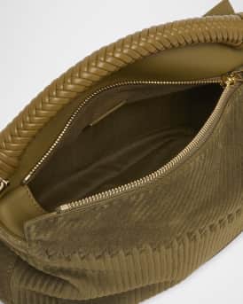 Puzzle Edge Small Suede Top-Handle Bag