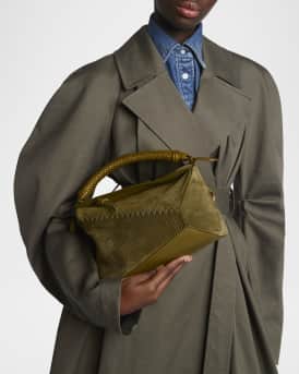 Puzzle Edge Small Suede Top-Handle Bag