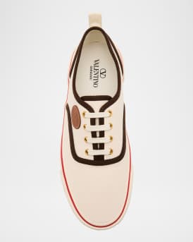 Men's Nojoke Canvas Leather VLogo Low-Top Sneakers