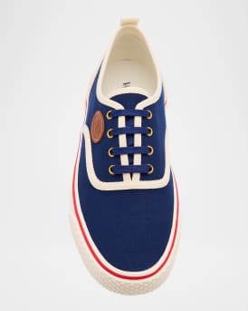 Men's Nojoke Canvas Leather VLogo Low-Top Sneakers