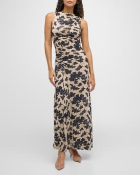 Natalia Ruched Floral-Print Maxi Dress