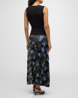 Simone Sleeveless Fringe Midi Dress