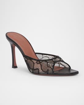 Alexa Lace Stiletto Mule Sandals