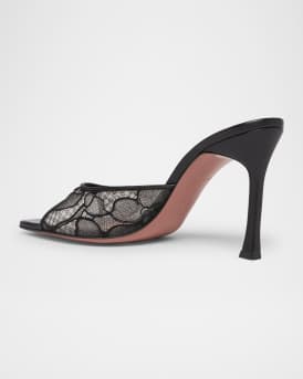 Alexa Lace Stiletto Mule Sandals