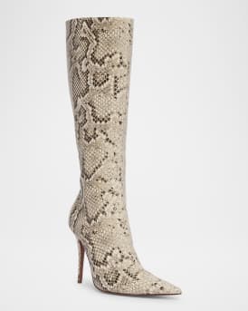Barbara Snake-Embossed Stiletto Boots
