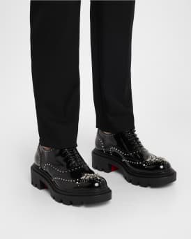 Men's College Strass Embellished Leather Oxfords 