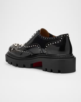 Men's College Strass Embellished Leather Oxfords 