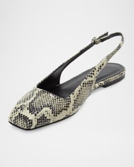 Geraldine Snake-Embossed Slingback Flats