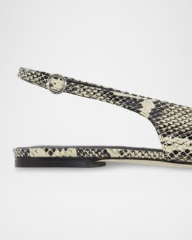 Geraldine Snake-Embossed Slingback Flats