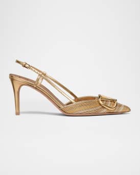 VLogo Metallic Slingback Pumps