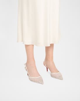 Miss Z Sparkling Red Sole Slingback Pumps
