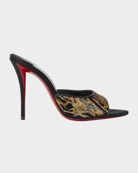 Miss Z Sequin Animal Red Sole Mules