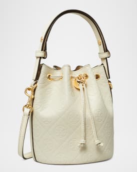 T Monogram Leather Bucket Bag