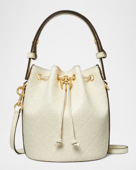 T Monogram Leather Bucket Bag