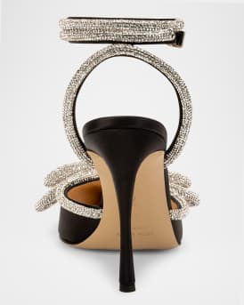 Stass Double Bow Ankle-Strap Pumps
