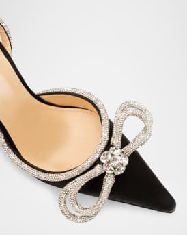 Stass Double Bow Ankle-Strap Pumps