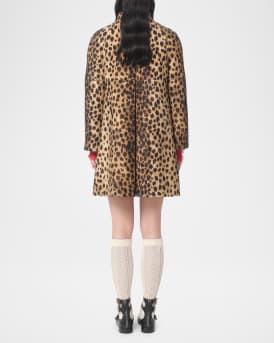 Leopard Print Bow Wool Coat