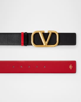 VLOGO Signature Reversible Leather Belt
