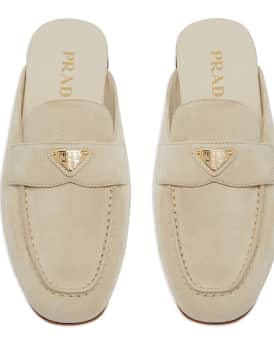 Logo Suede Loafer Mules