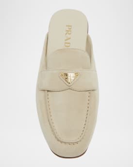 Logo Suede Loafer Mules