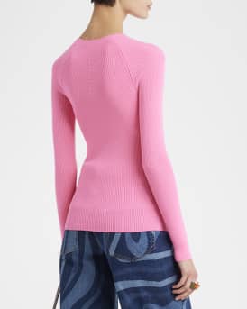 Fine Wool-Lycra Vanise Rib Long-Sleeve Top