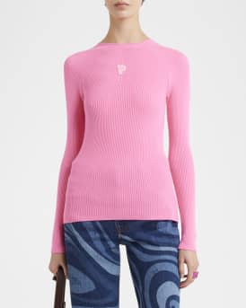 Fine Wool-Lycra Vanise Rib Long-Sleeve Top