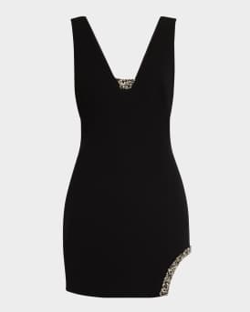 Liv Foster Beaded Bonded Crepe Mini Dress | Neiman Marcus