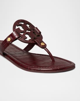 Miller Logo Croc-Embossed Thong Sandals