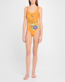 Flores Belted One-Piece Swimsuit