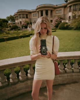 Chestnut Backless Cape Mini Dress